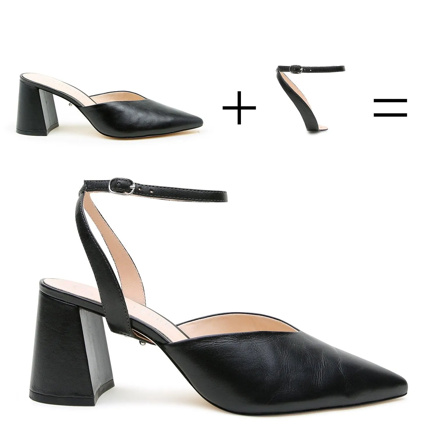 Black V Mule   Marilyn Strap