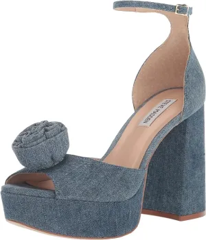 Block Denim Ankle Luminesce Peep Sandals Toe Steve Fashion Strap Madden Heeled Best-value On-time delivery