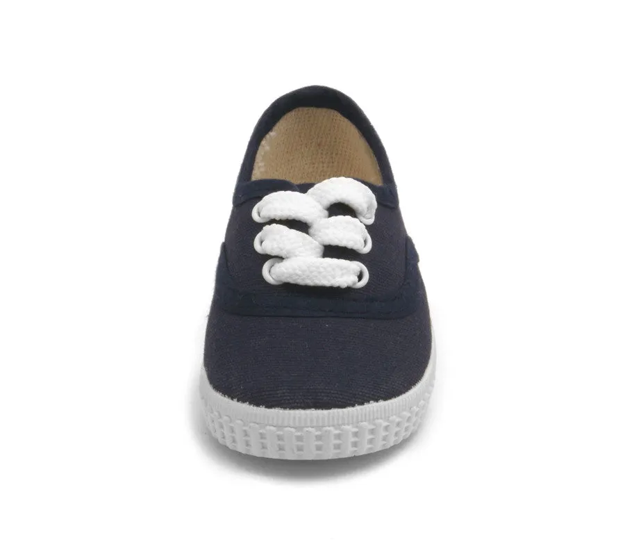 Blue Kids Lace Up Canvas Trainer