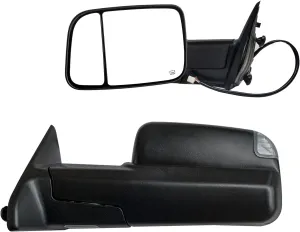 BOOLEE Towing Mirrors fit for 09-18 Dodge Ram 1500 2500 3500 with Turn Signal Lamp Puddle Light Temperature Sensor Power Heated Pickup Truck Tow Mirrors