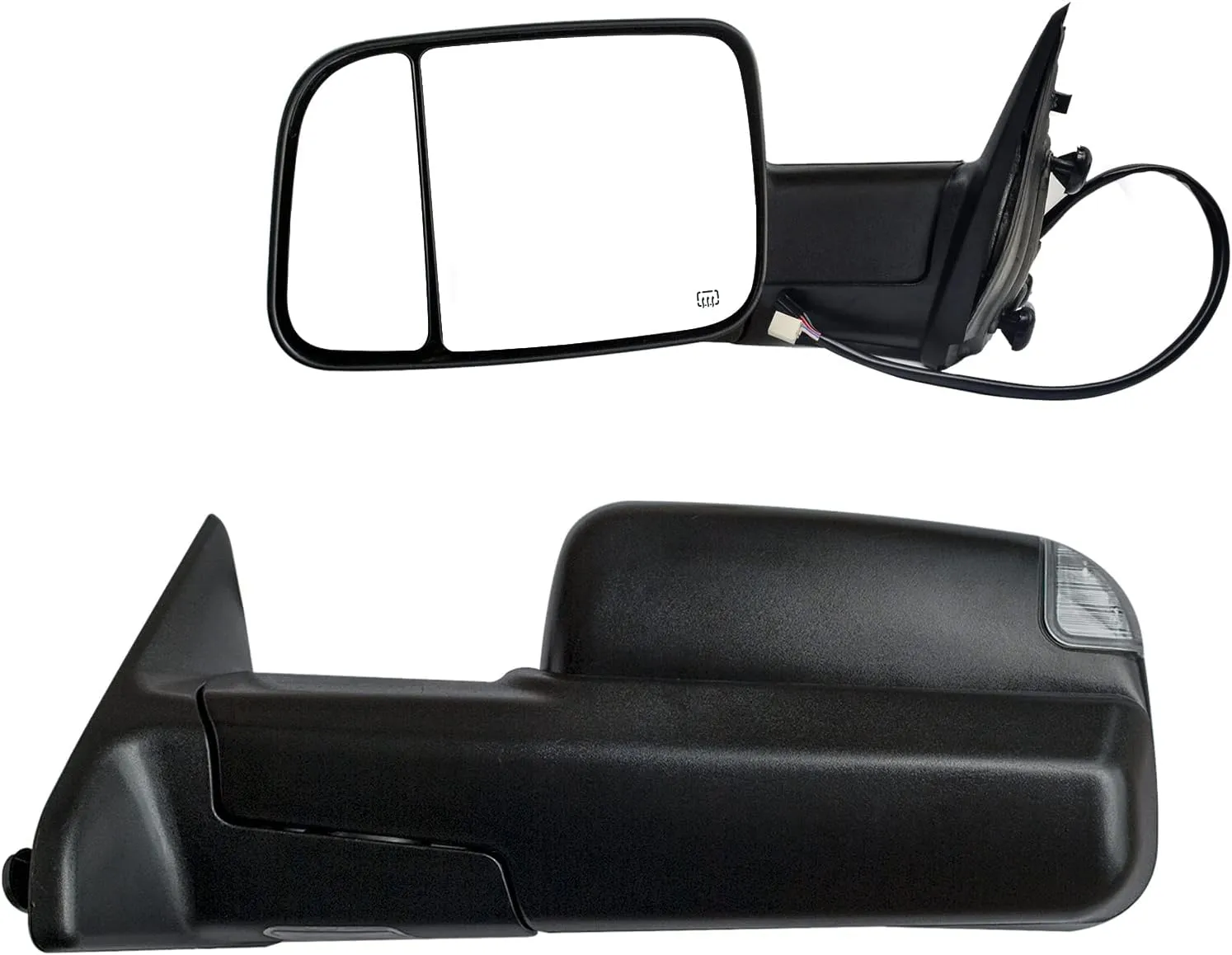 BOOLEE Towing Mirrors fit for 09-18 Dodge Ram 1500 2500 3500 with Turn Signal Lamp Puddle Light Temperature Sensor Power Heated Pickup Truck Tow Mirrors