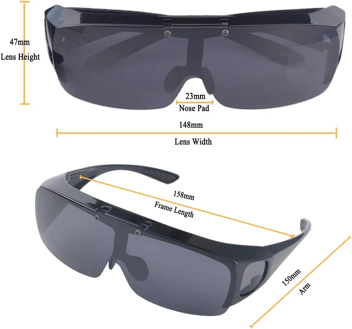 Br'Guras Fit Over Polarized Sunglasses Flip Up Lens for Men and Women
