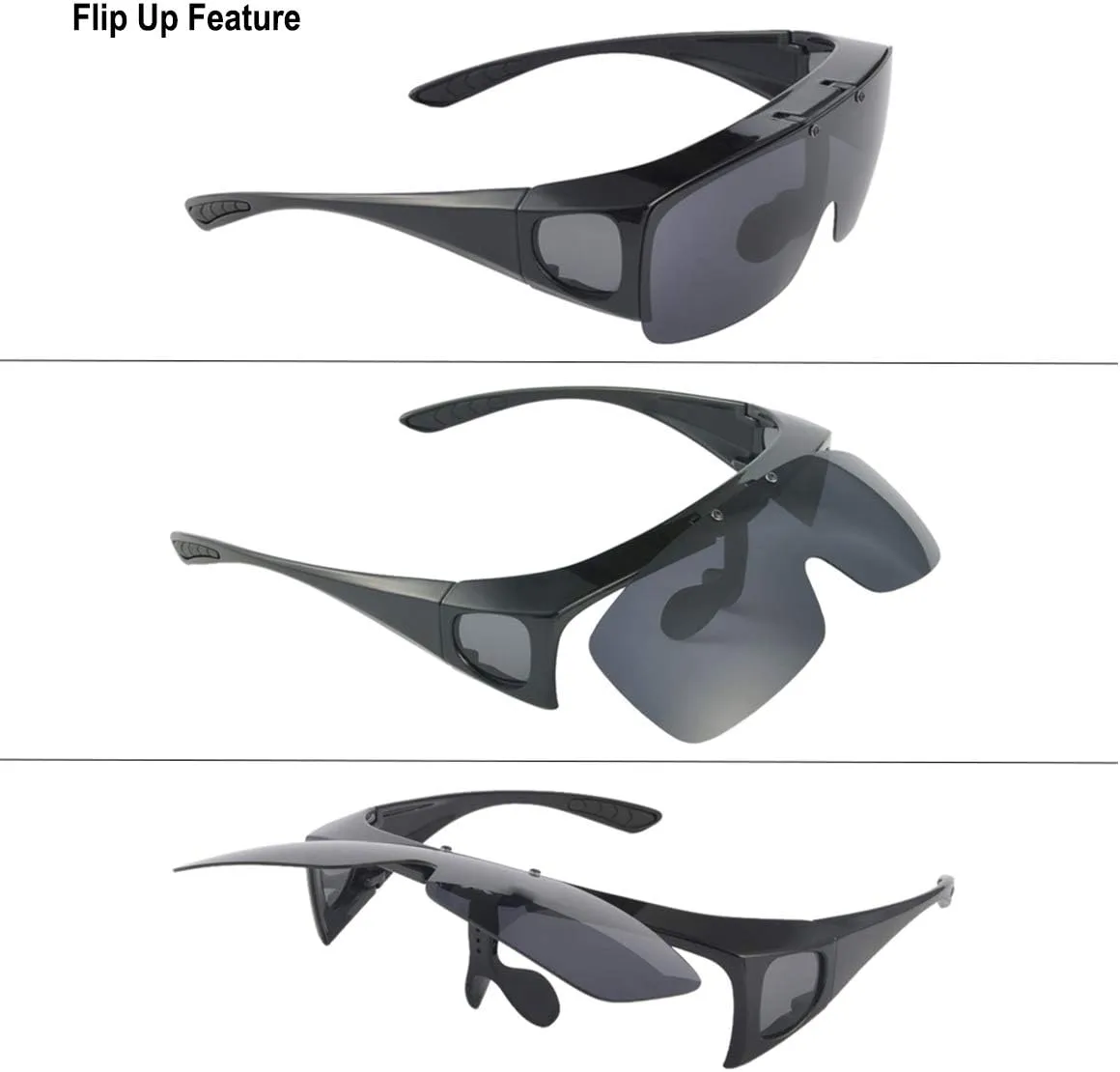 Br'Guras Fit Over Polarized Sunglasses Flip Up Lens for Men and Women