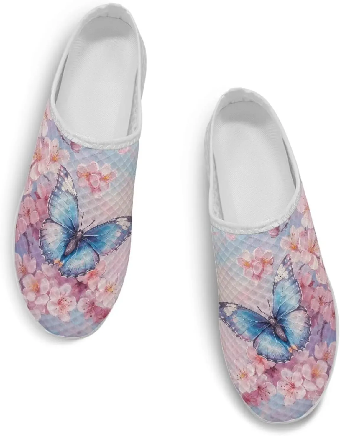 Butterfly Mule Tennis Shoes for Women Round Toe Classic Garden Clogs Lightweight Travel Shoes with EVA Sole