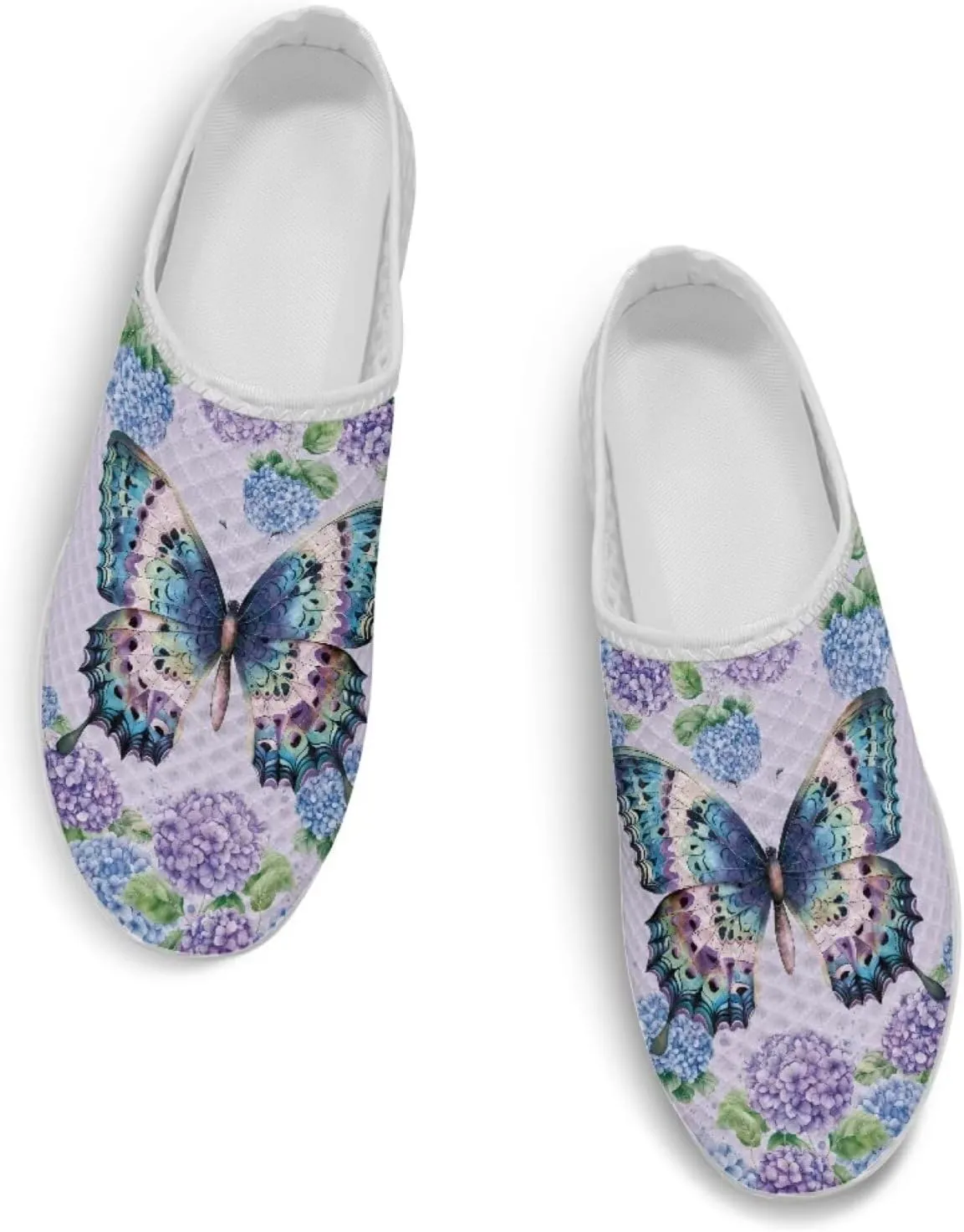 Butterfly Mule Tennis Shoes for Women Round Toe Classic Garden Clogs Lightweight Travel Shoes with EVA Sole