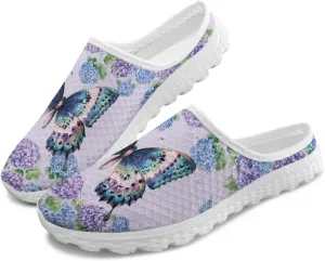 Butterfly Mule Tennis Shoes for Women Round Toe Classic Garden Clogs Lightweight Travel Shoes with EVA Sole