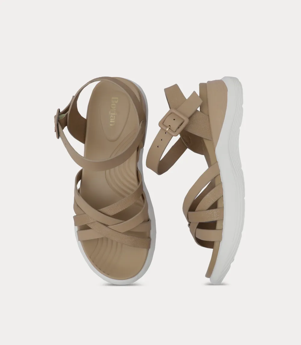 BW10419-BEIGE-Women Comfort Sandal