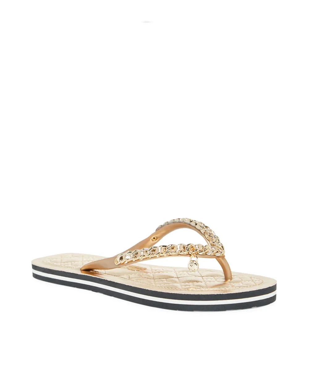 Chinelo Flip Flop Santa Lolla Dourado Metalizado Correntes