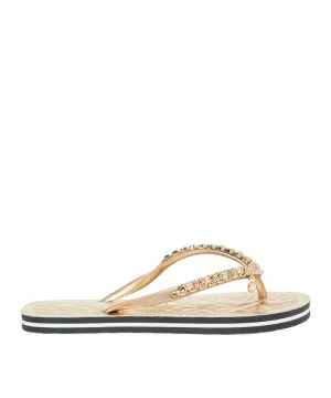 Chinelo Flip Flop Santa Lolla Dourado Metalizado Correntes