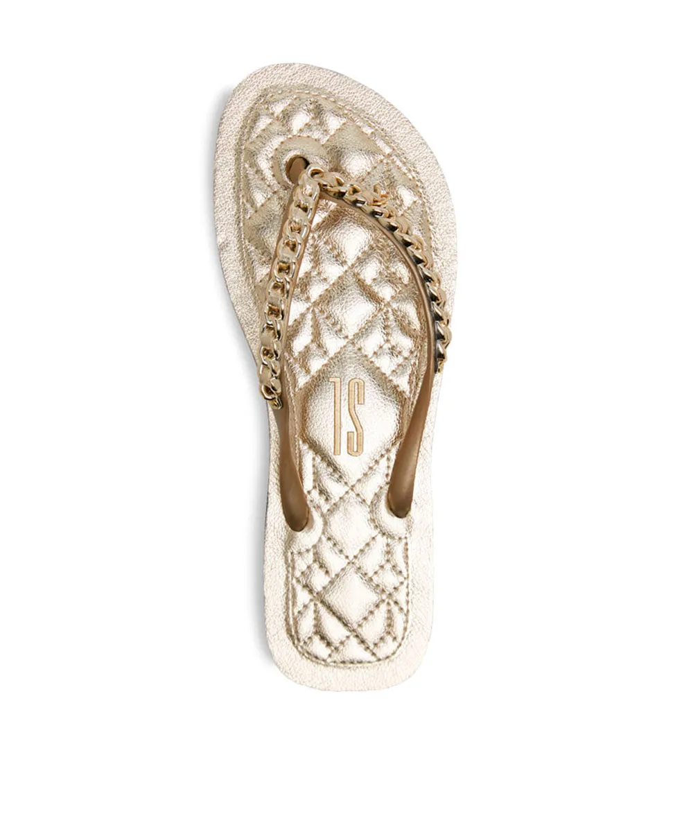 Chinelo Flip Flop Santa Lolla Dourado Metalizado Correntes