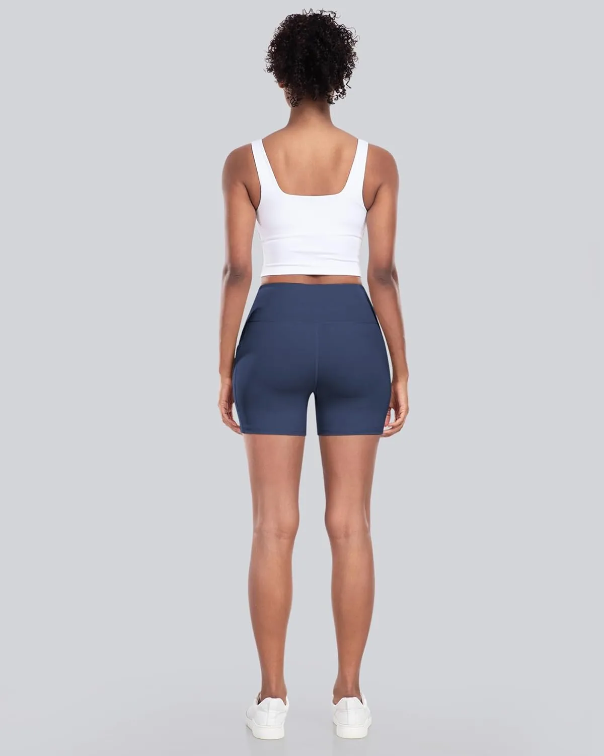 CHRLEISURE Womens Biker Yoga Shorts with Pockets: High Waisted Tummy Control Spandex Workout Athletic Gym Shorts 4 Packs
