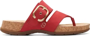 Clarks Women's Reileigh Park Flip-Flop, Cherry Nubuck, 8