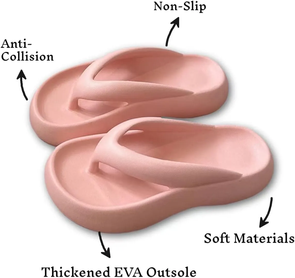 Cloud Comfy Flip Flops for Women Lightweight Thicken Sole Pillow Slippers Cute Cushioned Slippers Soft Foam Non-Slip Shower Bathroom Slides Sandals Cozy EVA Indoor and Outdoor