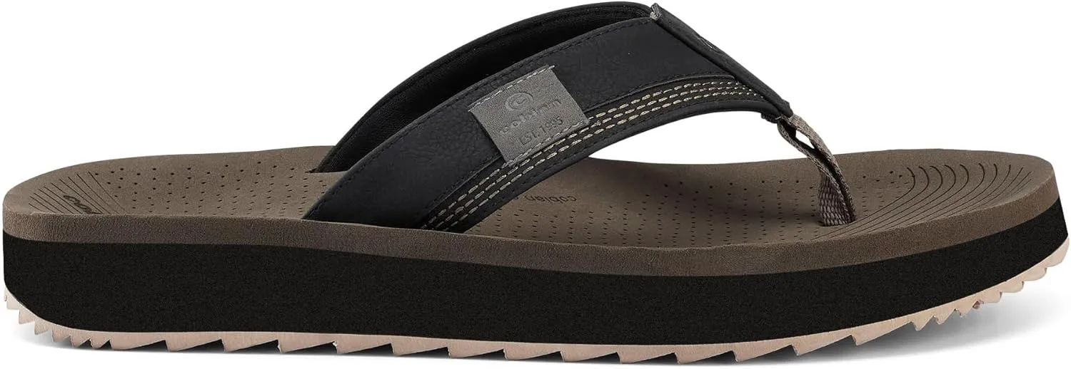Cobian Men’s Roca Rise Synthetic Leather Strap Flip-Flop Sandals