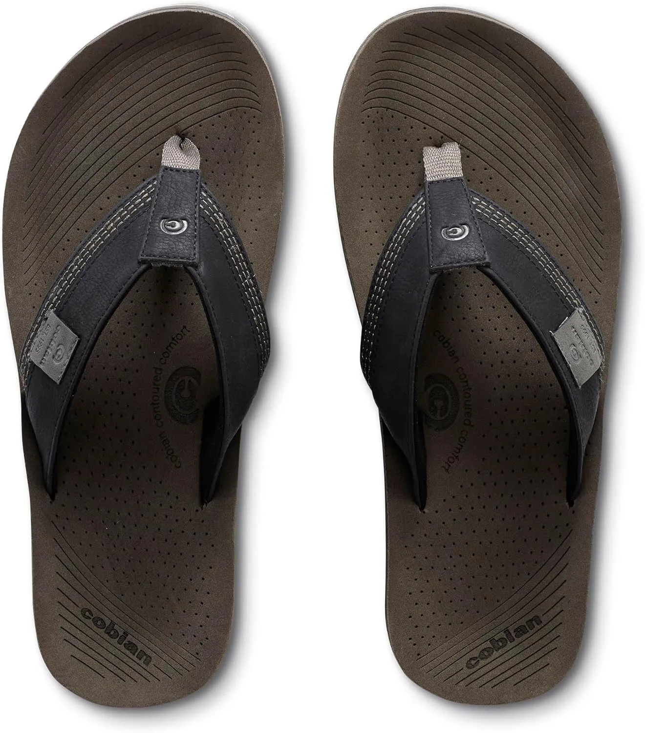 Cobian Men’s Roca Rise Synthetic Leather Strap Flip-Flop Sandals