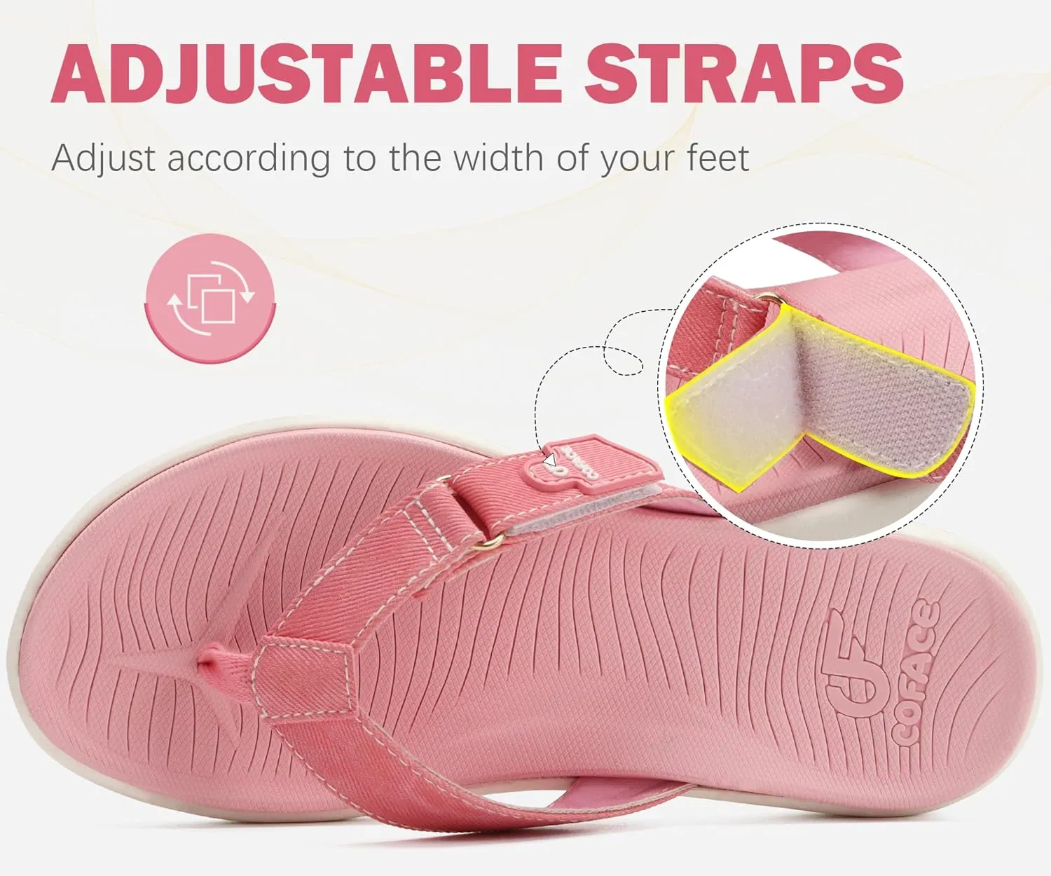 COFACE Flip Flops for Women with Arch Support Beach Thong Sandals for Woman Adjustable Fashion Orthopedic Sandal Outdoor