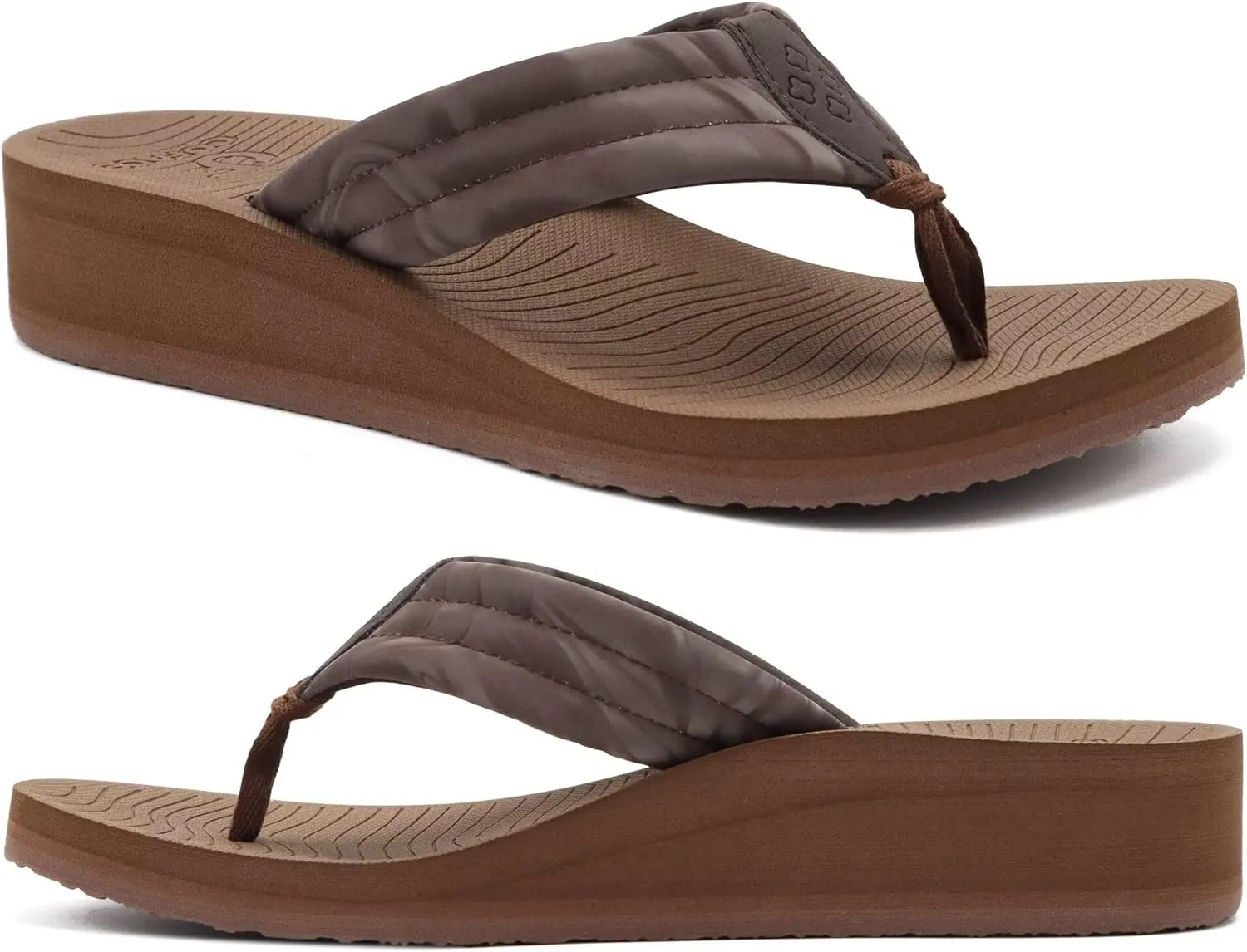 COFACE Women’s Flip Flops with Arch Support Ladies Fashion Lightweight Wedge Flip Flops Comfortable Yoga Mat Sole Summer Platform Thong Sandals