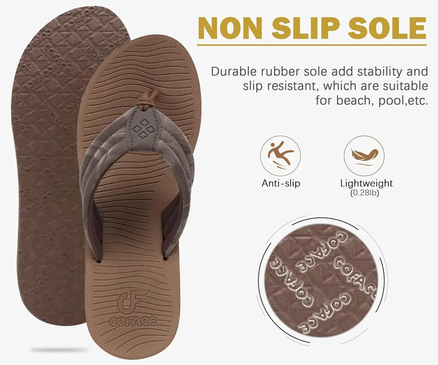 COFACE Women’s Flip Flops with Arch Support Ladies Fashion Lightweight Wedge Flip Flops Comfortable Yoga Mat Sole Summer Platform Thong Sandals