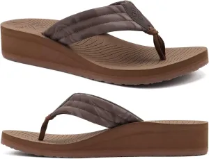 COFACE Women’s Flip Flops with Arch Support Ladies Fashion Lightweight Wedge Flip Flops Comfortable Yoga Mat Sole Summer Platform Thong Sandals