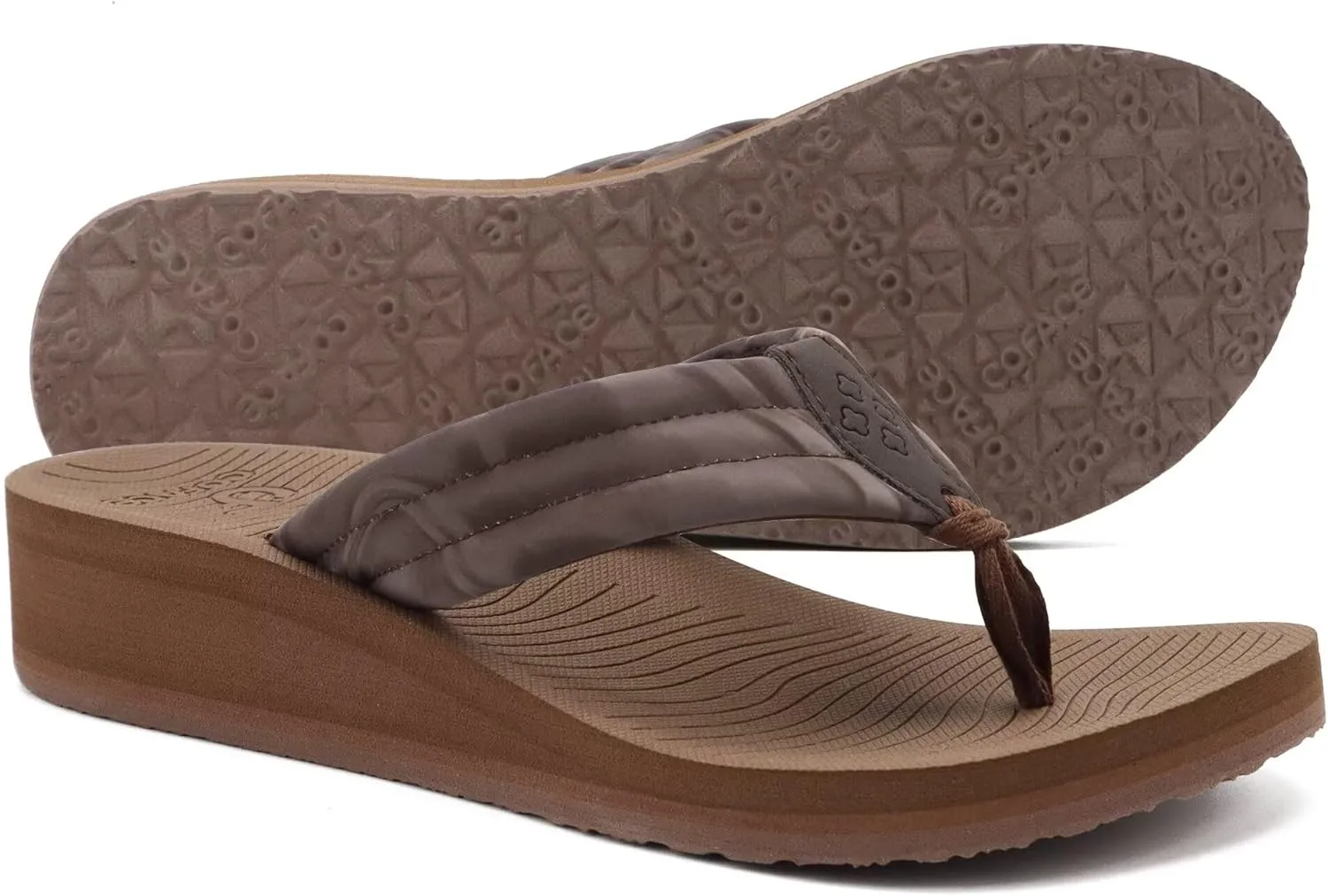 COFACE Women’s Flip Flops with Arch Support Ladies Fashion Lightweight Wedge Flip Flops Comfortable Yoga Mat Sole Summer Platform Thong Sandals