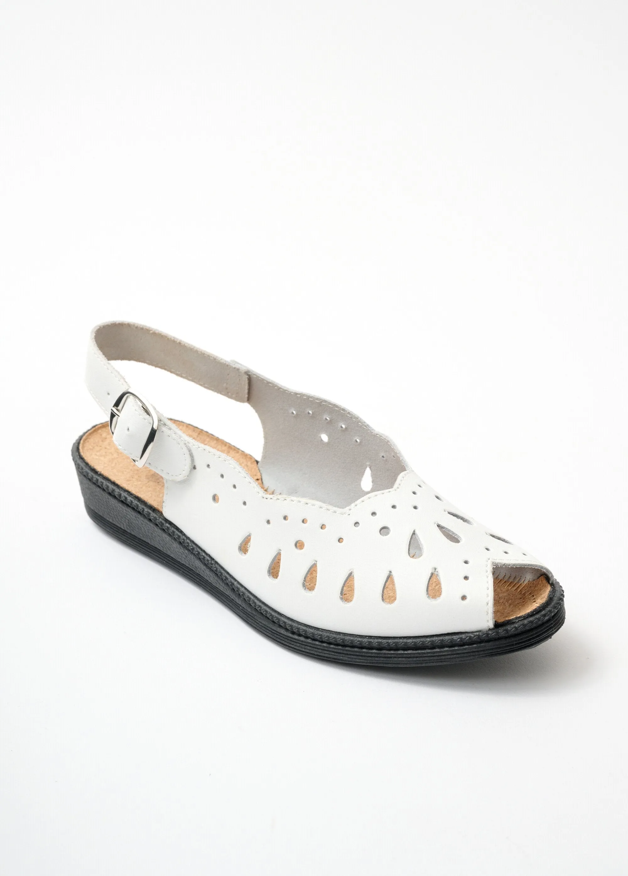 Comfort wide leather wedge sandals