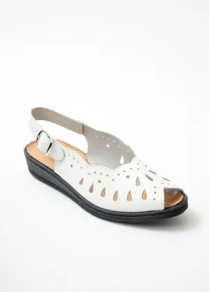 Comfort wide leather wedge sandals