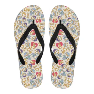 Corgi Pet Flip Flop Men Blk