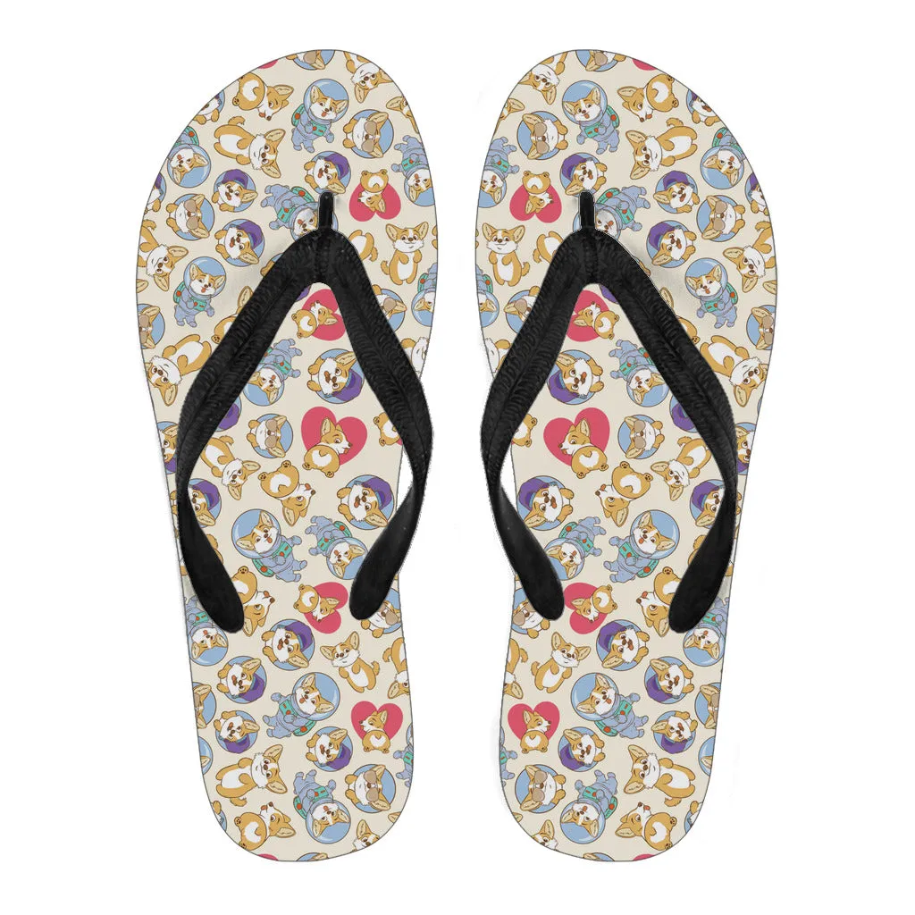 Corgi Pet Flip Flop Men Blk