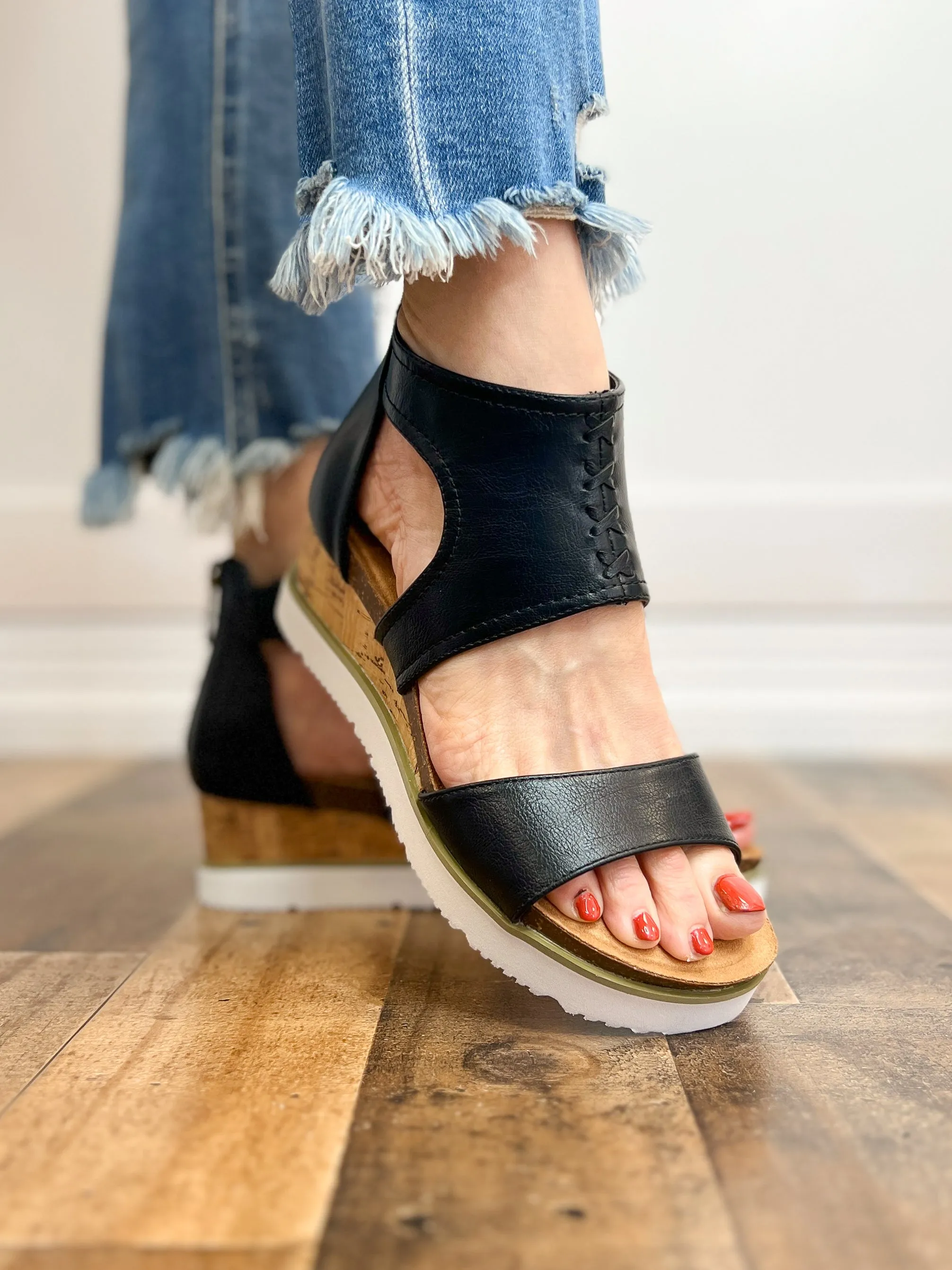 Corkys Sugar & Spice Wedge Sandal in Black