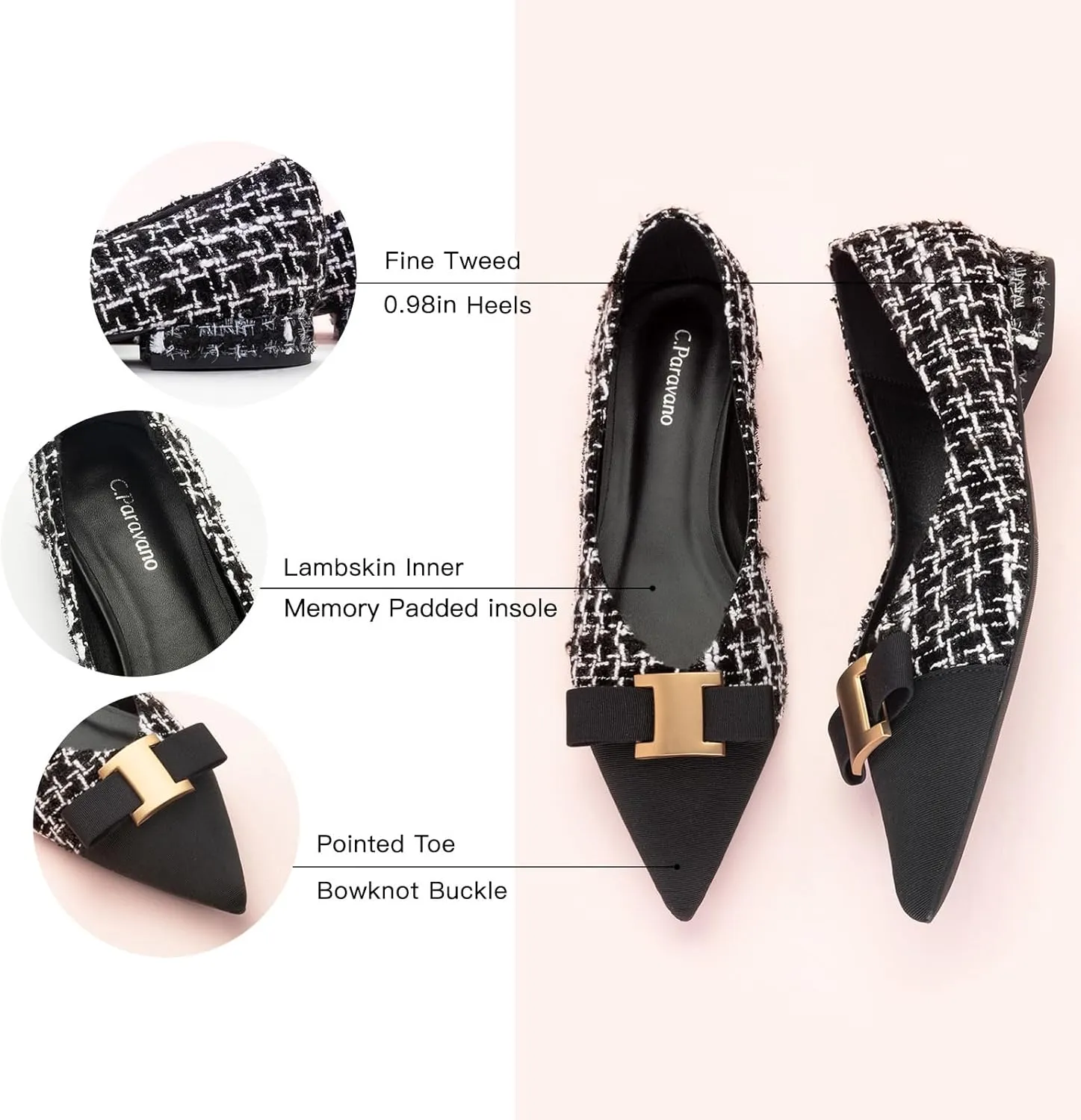 C.Paravano Women’s Flats I Flat for Women Leather I Pointed Toe Flats I Ballet Flats for Women I Slip on Dressy Flats