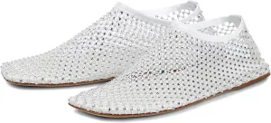 Crystal-Embellished Mesh Flats Square Toe Rhinestone Ballet Flat Slip On Ballerina Shoes Comfort Casual Glitter Flat Shoe for Woman
