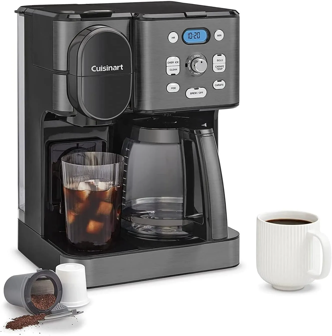 Cuisinart Coffee Maker, 12-Cup Glass Carafe, Automatic Hot & Iced Coffee Maker, Single Server Brewer, Black Stainless Steel, SS-16BKS