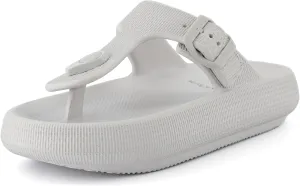 CUSHIONAIRE Women's Flo thong recovery cloud pool slide sandal with  Comfort