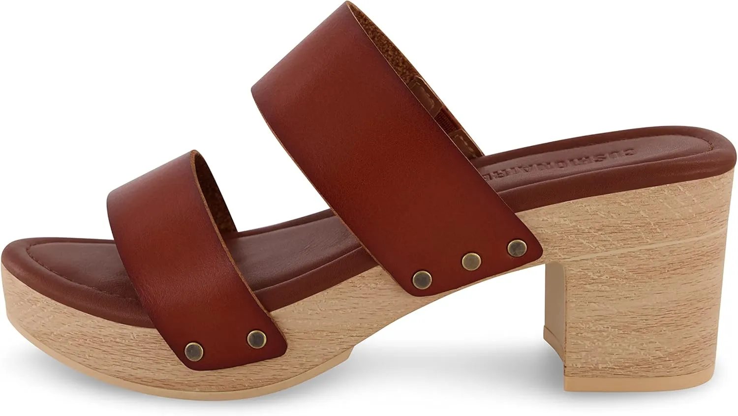 CUSHIONAIRE Women's Sky Faux Wood Sandal  Comfort Foam & LiteSole Technology