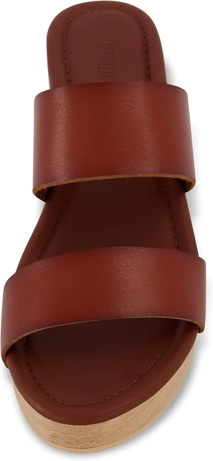 CUSHIONAIRE Women's Sky Faux Wood Sandal  Comfort Foam & LiteSole Technology