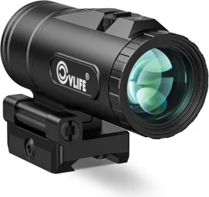 CVLIFE WildHawk 5X Red Dot Magnifier, with Flip-to-Side Mount for 21mm Picatinny, Red Green Dot Scope Optic Reflex Sight Magnifiers, Absolute & Lower 1/3 Co-Witness, 1500G Shockproof IPX7 Waterproof