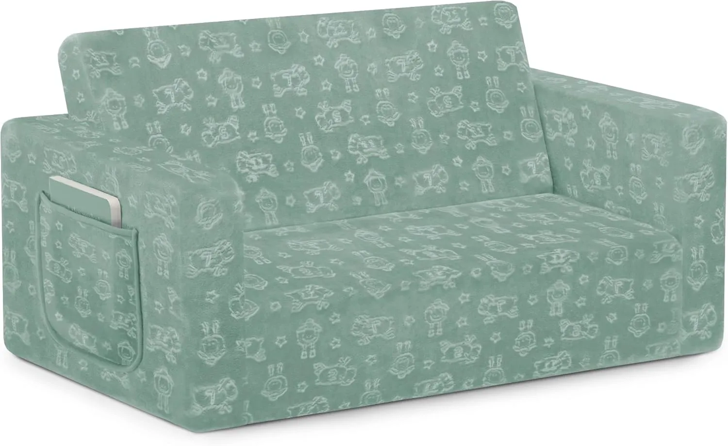 Delta Children Serta Perfect Sleeper Extra Wide Convertible Sofa to Lounger - Comfy 2-in-1 Flip Open Couch/Sleeper for Kids, Sage