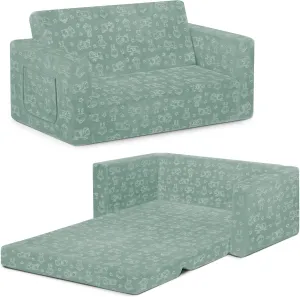 Delta Children Serta Perfect Sleeper Extra Wide Convertible Sofa to Lounger - Comfy 2-in-1 Flip Open Couch/Sleeper for Kids, Sage