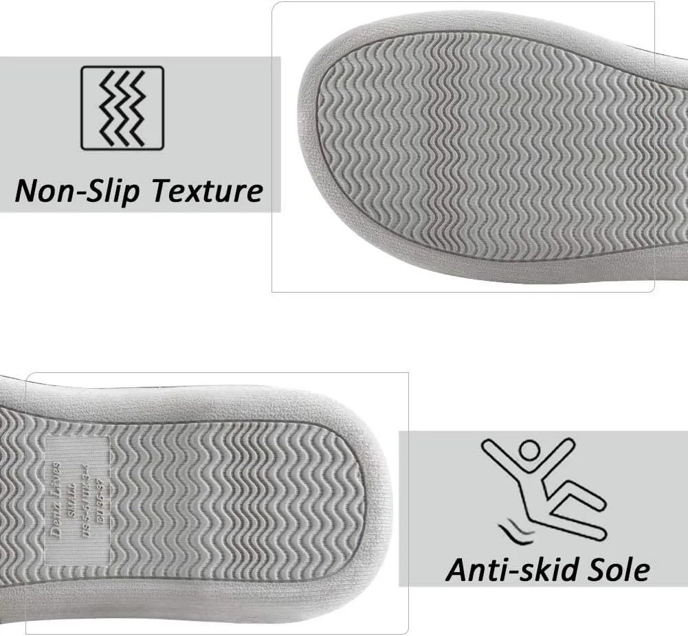 DL Women's Flip Flop Memory Foam Slippers with Cozy Terry Lining Soft Thong Slippers Slip on House Shoes with Indoor Outdoor Arch Support Rubber Sole