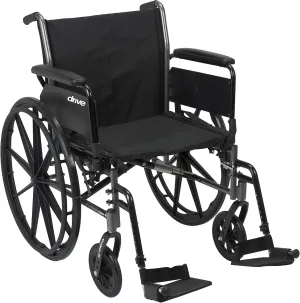 Drive Medical Cruiser III Light Weight Wheelchair with Various Flip Back Arm Styles and Front Rigging Options, Flip Back Removable Full Arms/Swing away Footrests, Black, 20 Inch