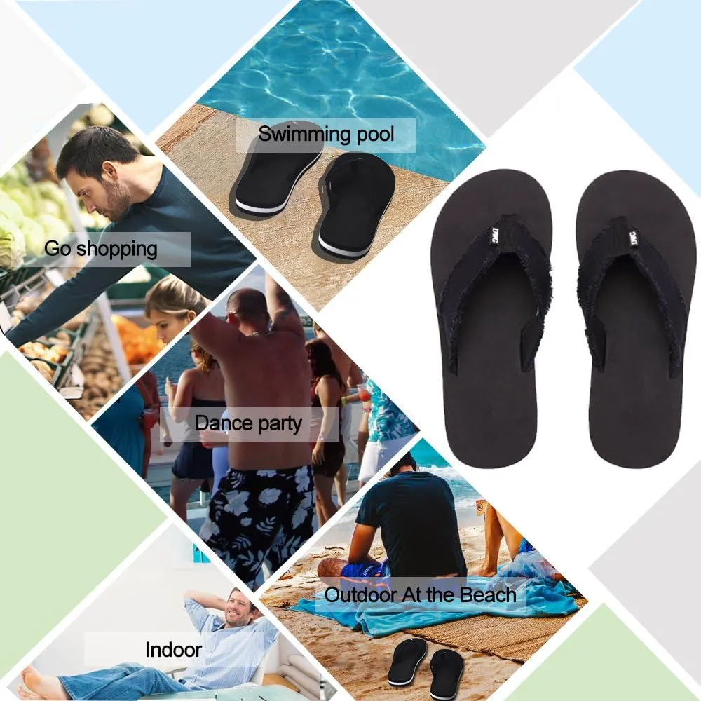 DWG Men's Soft Flip-Flop Sandals, Light Weight, Shock Proof, Non-Slip, Wide Sole, Canvas Strap, Comfort Thong Slippers for Indoor and Outdoor Beach,Size 8.5-14