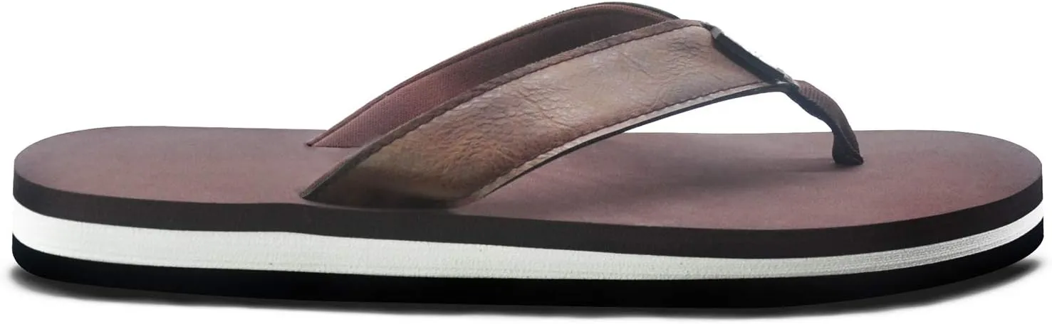 DWG Men's Soft Flip-Flop Sandals, Light Weight, Shock Proof, Non-Slip, Wide Sole, Canvas Strap, Comfort Thong Slippers for Indoor and Outdoor Beach,Size 8.5-14