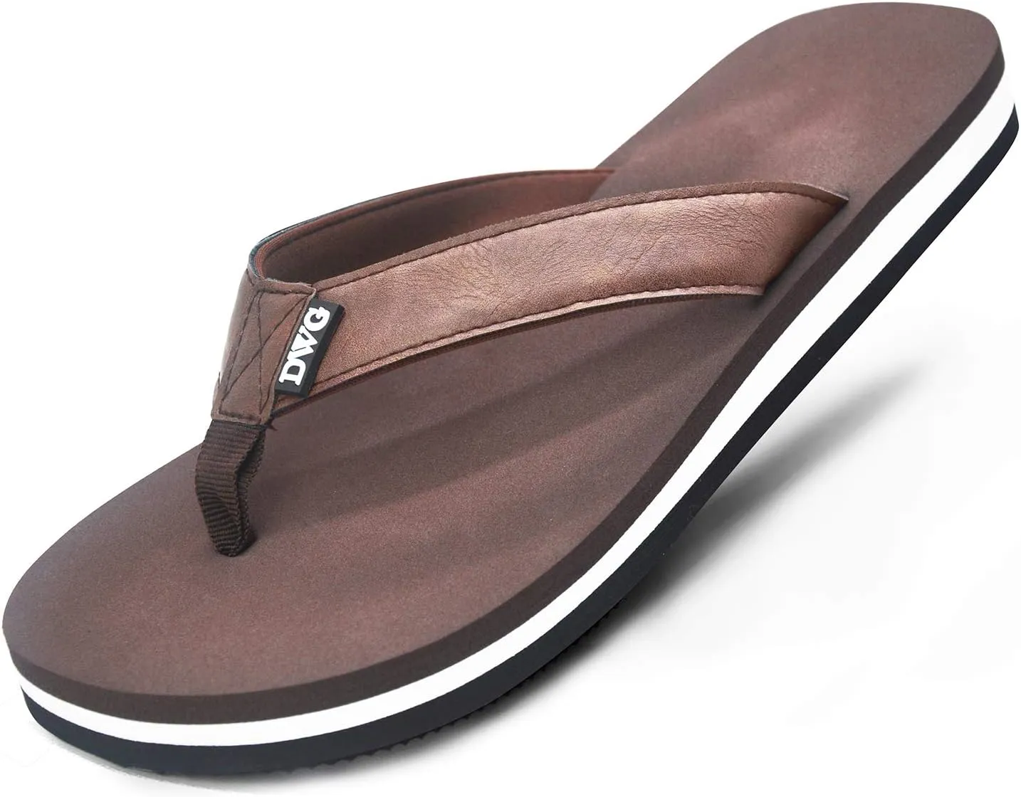 DWG Men's Soft Flip-Flop Sandals, Light Weight, Shock Proof, Non-Slip, Wide Sole, Canvas Strap, Comfort Thong Slippers for Indoor and Outdoor Beach,Size 8.5-14