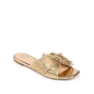 EAB Favorites Pleated Slide Sandals in Foil - Gold