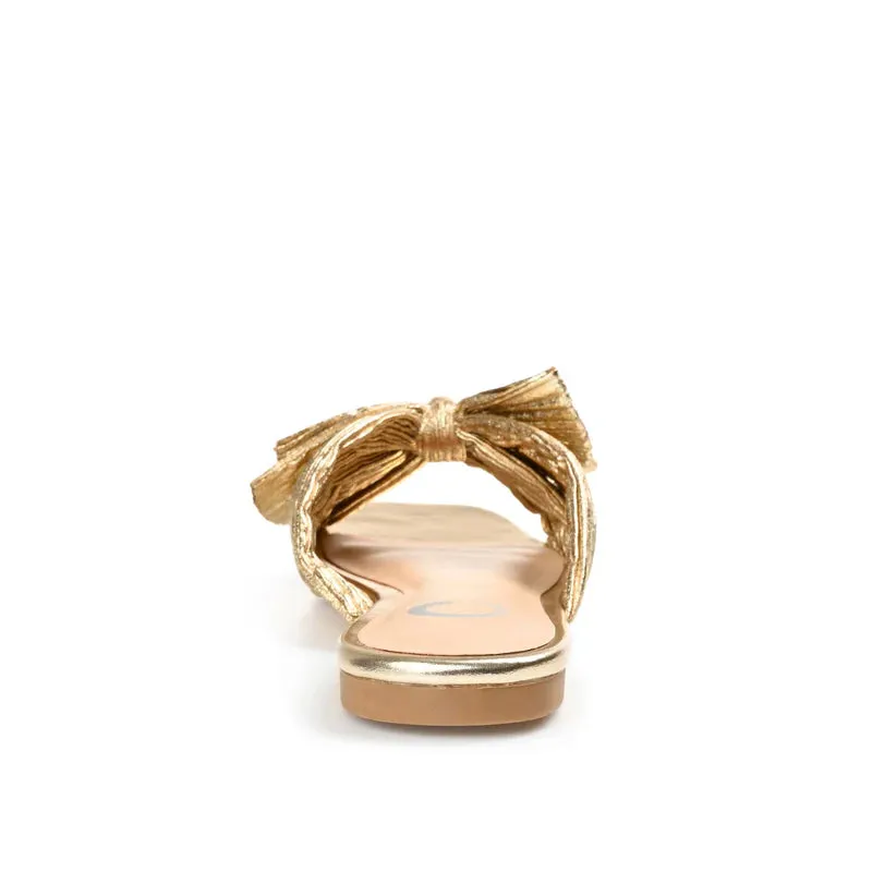 EAB Favorites Pleated Slide Sandals in Foil - Gold
