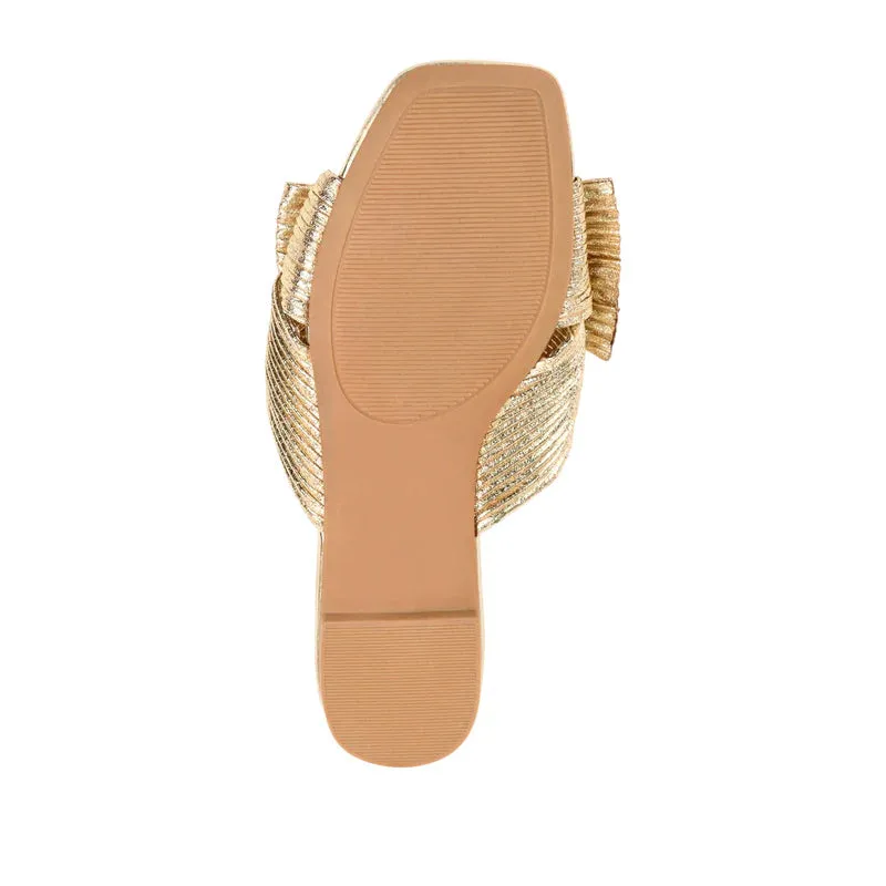 EAB Favorites Pleated Slide Sandals in Foil - Gold