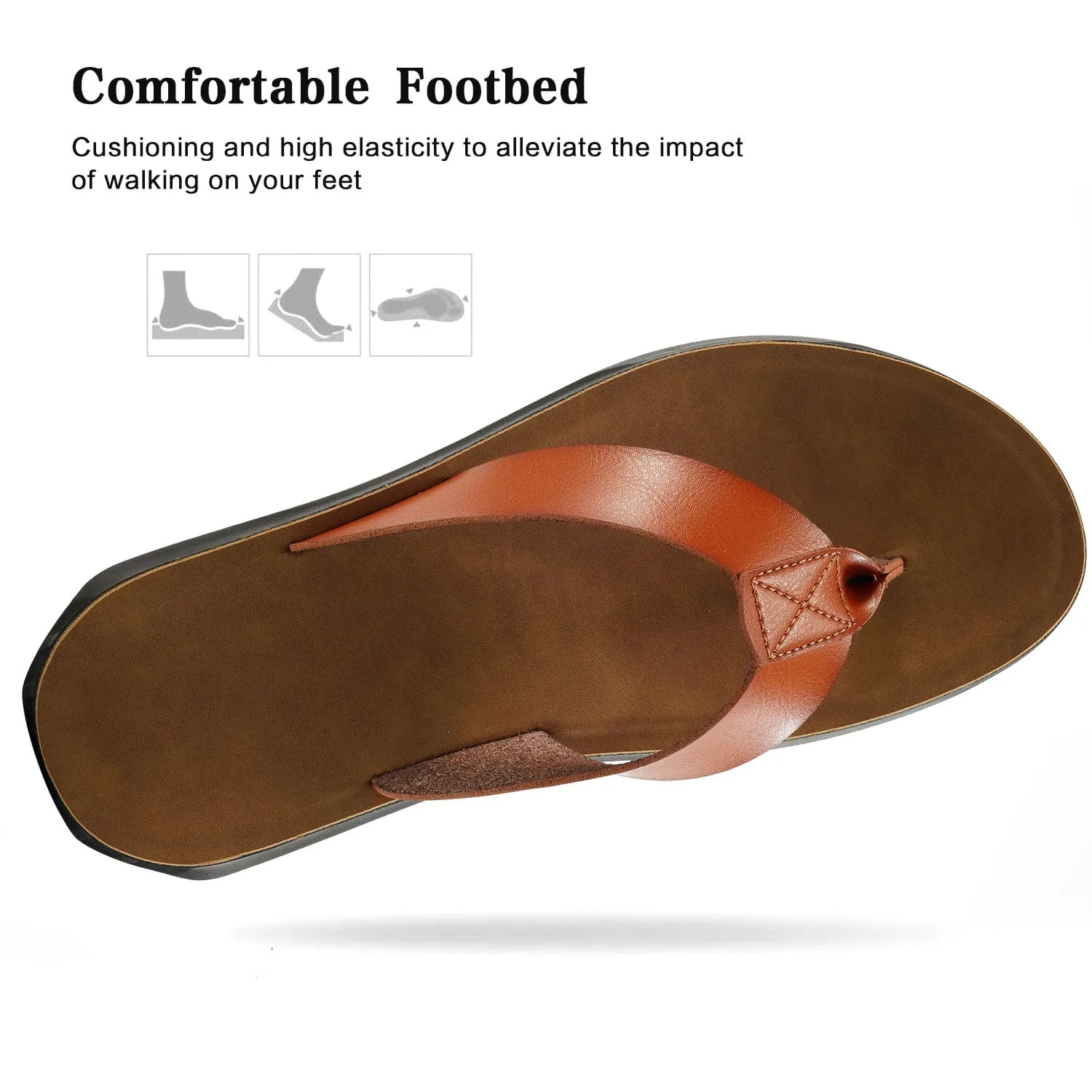 Ecetana Flip Flops for Men Beach Thong Sandals Casual Comfort Leather Slides Slippers