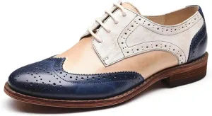 ErikenUrben Women Multicolor Perforated Flat Oxfords Vintage Lace up Wingtip Shoes