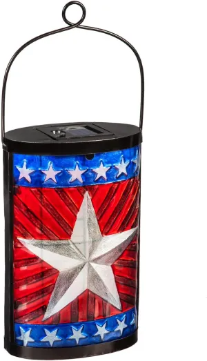 Evergreen Flag Stunning Patriotic Star Solar Lantern 14.8 inches