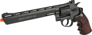 Evike Airsoft - WG CO2 Metal High Power Airsoft 6mm Magnum Gas Revolver (Length: 8" / Black/Brown Handle) - (PID: 29584)